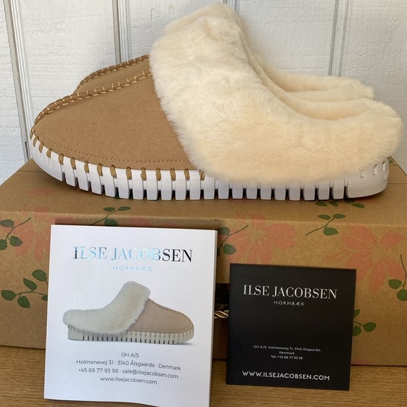Ilse Jacobsen Shoes - ILSE JACOBSEN Tulip Latte Fuzzy Faux Fur Hard Sole Slippers/House Shoes 8/38